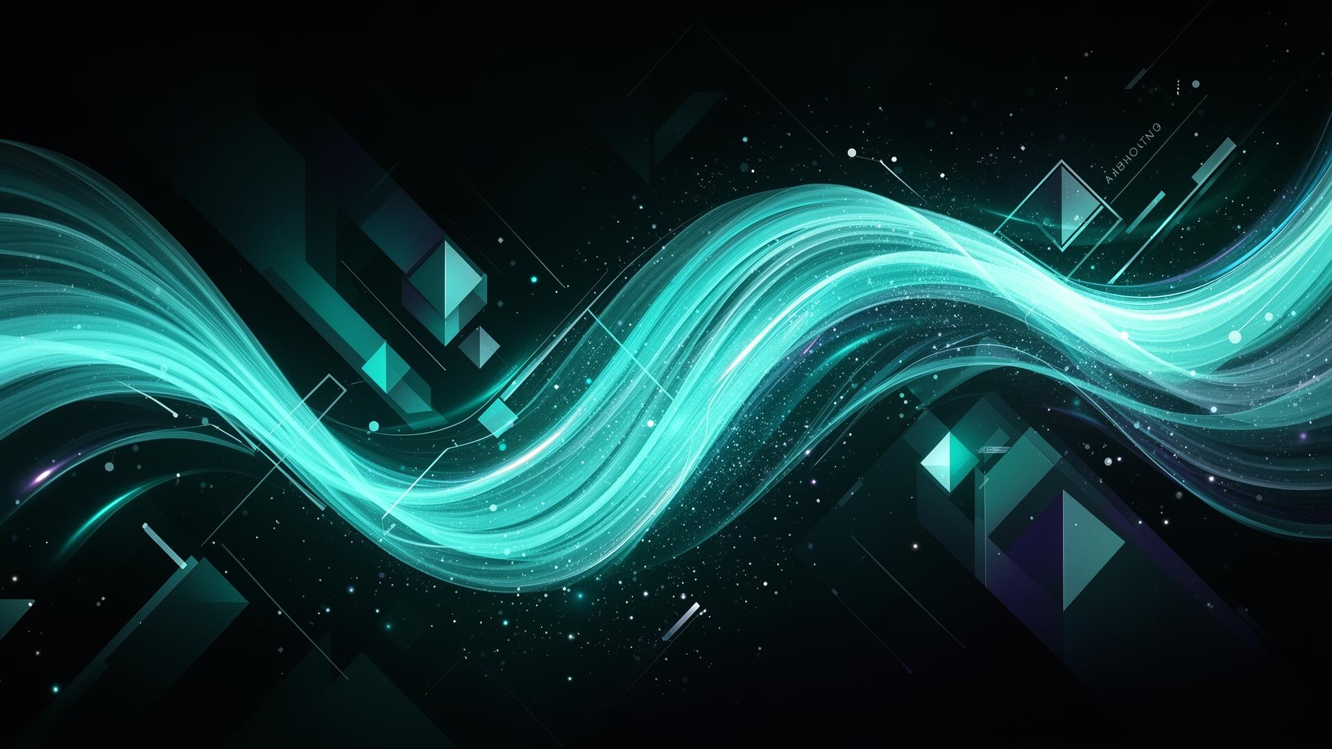 Abstract teal light streams