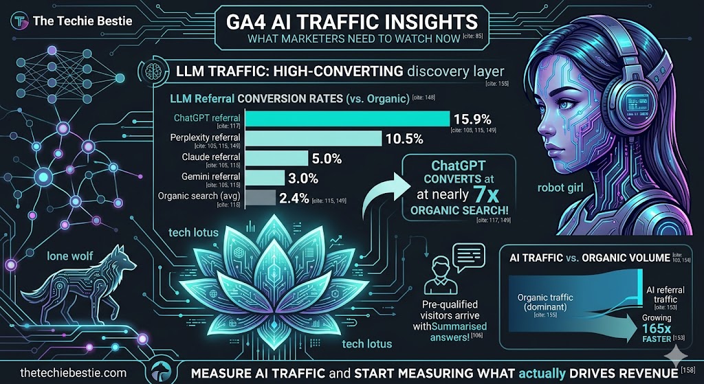Cover illustration for GA4 Now Tracks AI Traffic: Here's What That Changes for Your Strategy